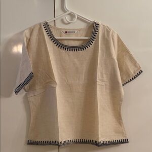 Embroidered Cream Top